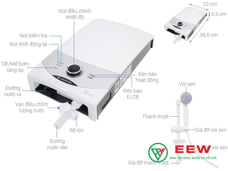 Máy nước nóng Ariston Trực Tiếp SM45PE SBS an toàn tuyệt đối với hệ thống chống giật 4 lớp