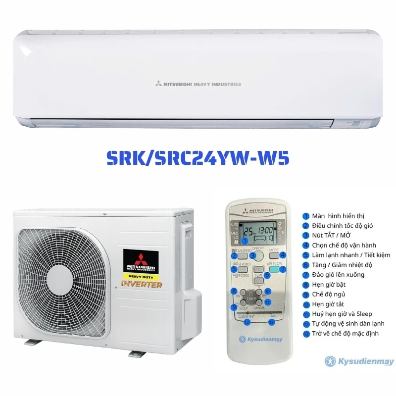 Điều hòa Mitsubishi Heavy 24.000BTU 1 chiều – công nghệ inverter Nhật Bản, bền bỉ vượt thời gian Điều hòa Mitsubishi Heavy 24.000BTU 1 chiều – công nghệ inverter Nhật Bản, bền bỉ vượt thời gian