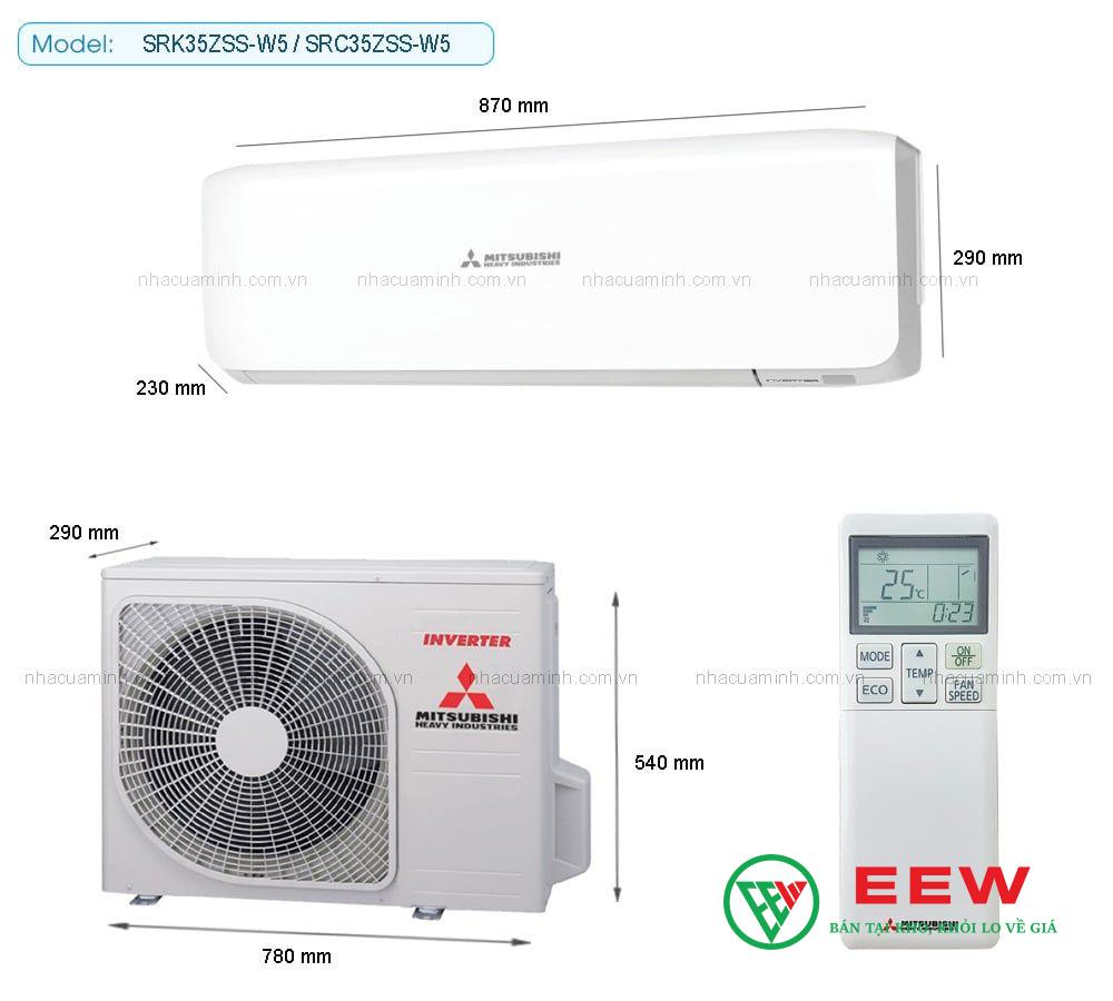 Điều hòa Mitsubishi Heavy 12000BTU 2 chiều inverter SRK35ZSS-W5 Điều hòa Mitsubishi Heavy 12000BTU 2 chiều inverter SRK35ZSS-W5