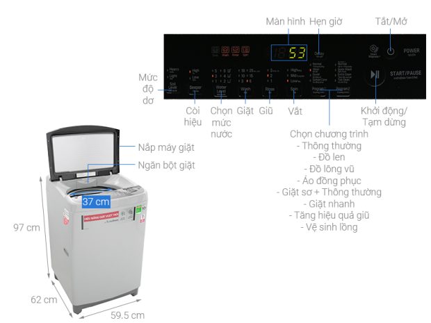 Máy giặt LG 9Kg cửa trên màu bạc T2309VS2M