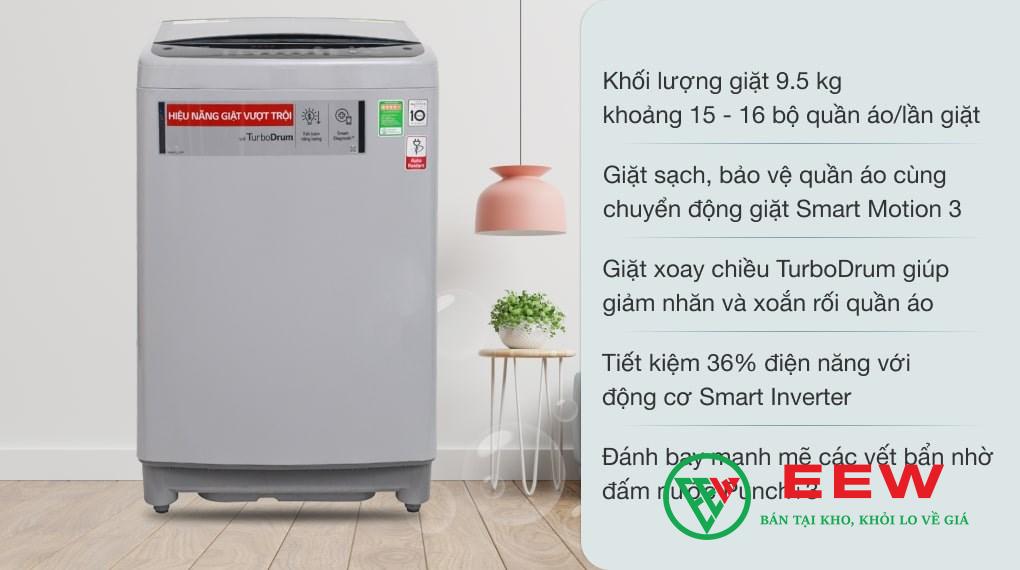 Máy giặt LG 9.5Kg cửa trên màu bạc T2395VS2M Máy giặt LG 9.5Kg cửa trên màu bạc T2395VS2M