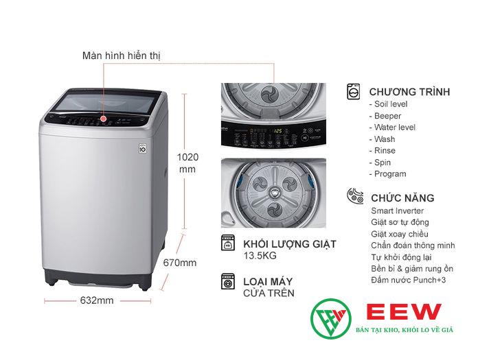 Máy giặt LG 13.5Kg cửa trên màu bạc T2553VS2M Máy giặt LG 13.5Kg cửa trên màu bạc T2553VS2M