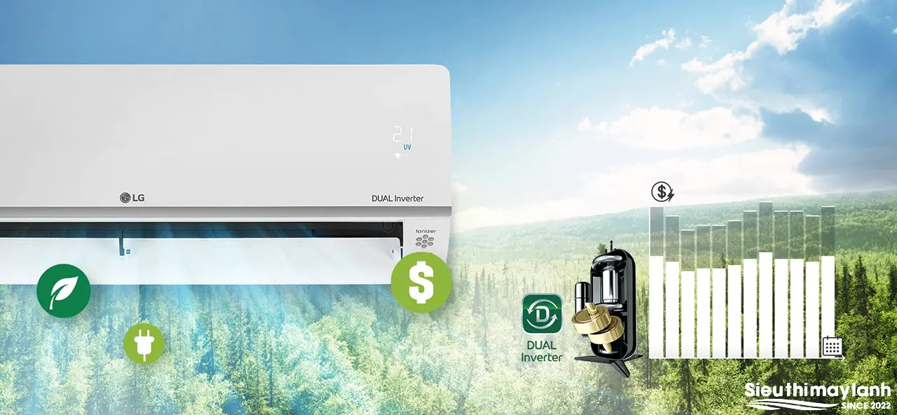 Điều hòa LG 1 chiều 9000BTU inverter + ion V10APH2