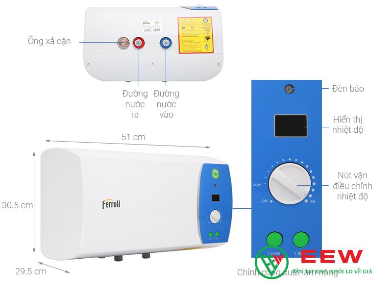 Máy nước nóng Ferroli 15L - dung tích 15 lít lý tưởng cho gia đình 3-4 thành viên