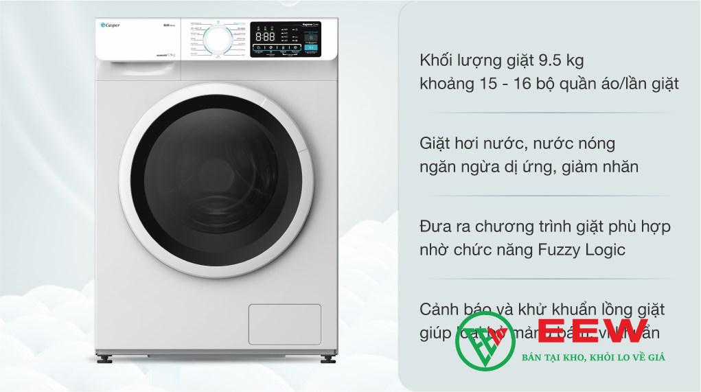 Máy giặt Casper 9.5 kg Inverter cửa ngang - Công nghệ chống khuẩn, bảo vệ quần áo luôn sạch Máy giặt Casper 9.5 kg Inverter cửa ngang - Công nghệ chống khuẩn, bảo vệ quần áo luôn sạch