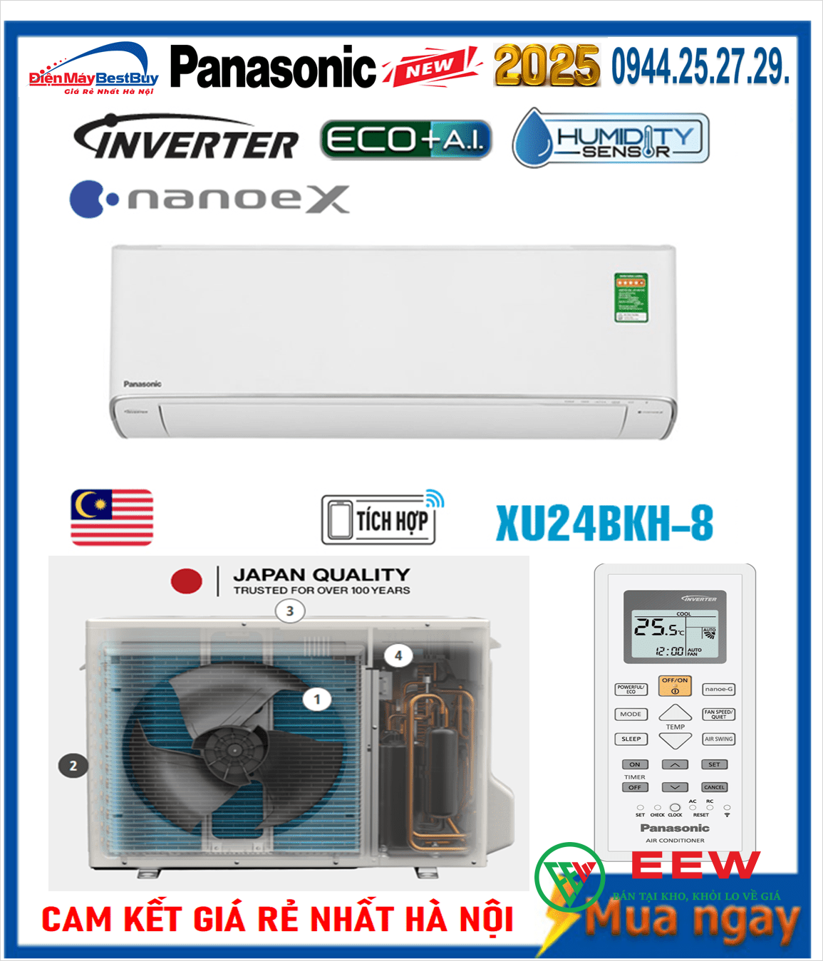 Điều hòa Panasonic 24000BTU XU24BKH-8: tiết kiệm điện tối ưu với công nghệ inverter tiên tiến Điều hòa Panasonic 24000BTU XU24BKH-8: tiết kiệm điện tối ưu với công nghệ inverter tiên tiến