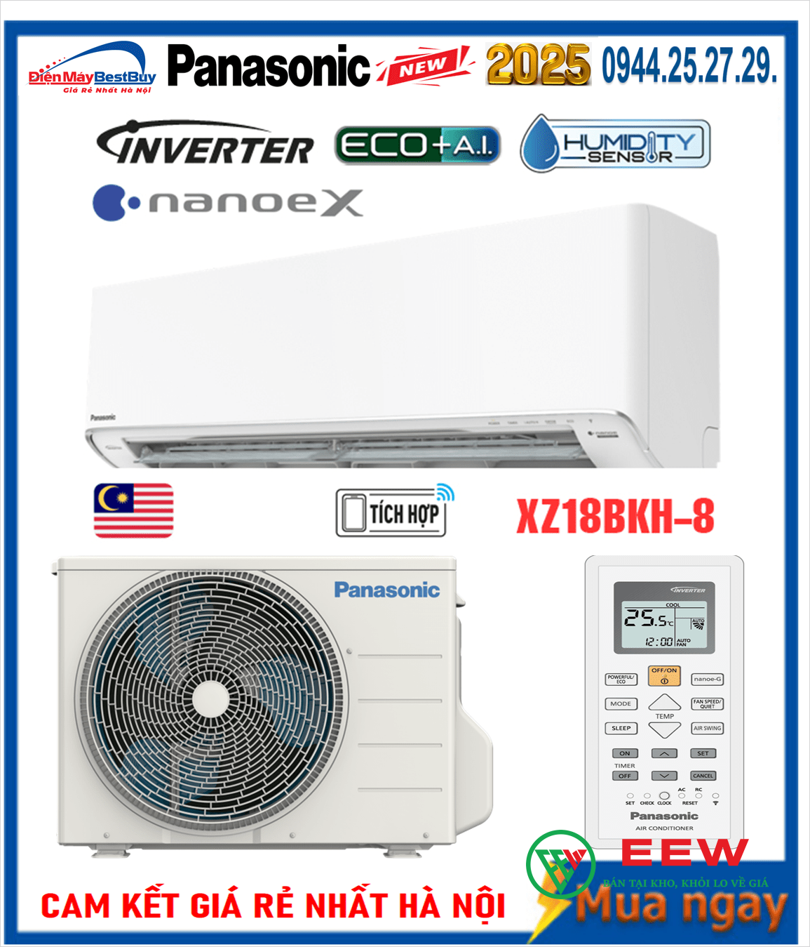 Điều hòa Panasonic 18000 BTU 2 chiều inverter XZ18BKH-8