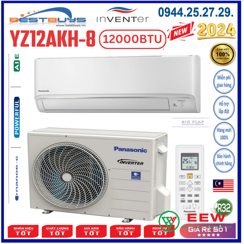 Điều hòa Panasonic 2 chiều 12.000BTU inverter YZ12AKH-8 - tiết kiệm điện tối ưu cho gia đình bạn Điều hòa Panasonic 2 chiều 12.000BTU inverter YZ12AKH-8 - tiết kiệm điện tối ưu cho gia đình bạn