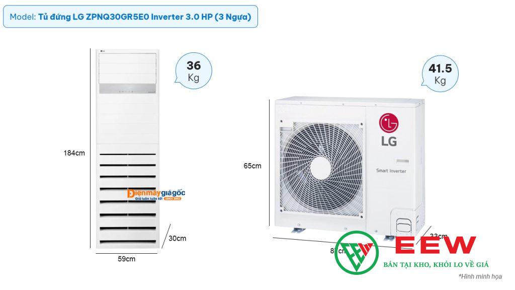 Điều hòa tủ đứng LG 30000BTU gas R32 ZPNQ30GR5E0 - thiết kế sang trọng, làm mát nhanh chóng mọi không gian