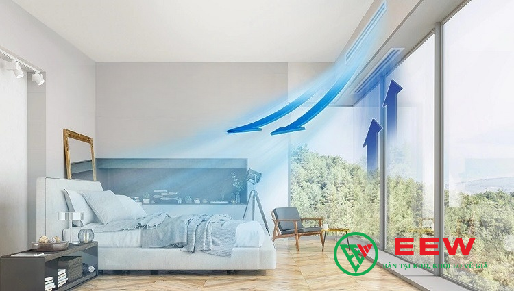 Phòng ngủ hiện đại sử dụng điều hòa Daikin âm trần 2 chiều phân phối không khí đều qua ống gió
