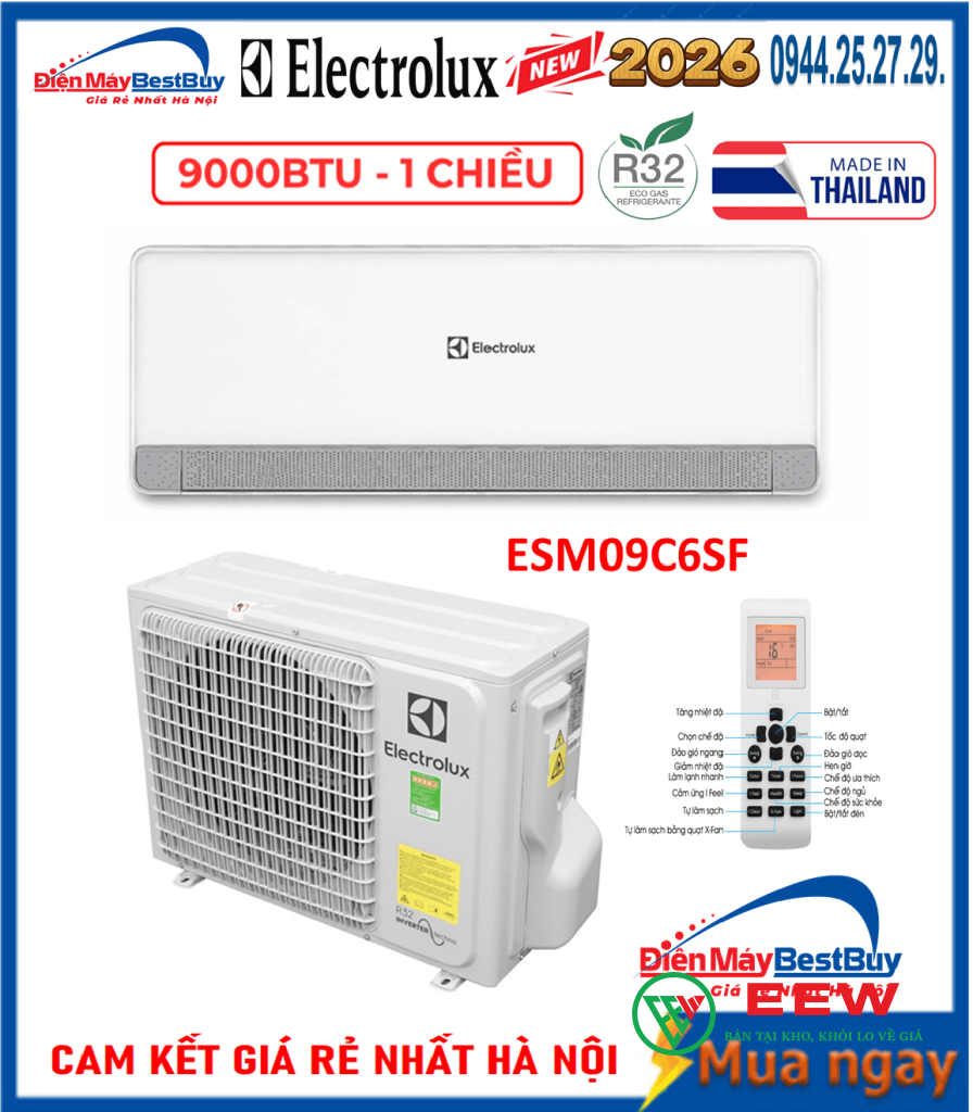 Điều Hoà Electrolux ESM09C6SF 1 chiều - tiết kiệm điện, vận hành êm ái Điều Hoà Electrolux ESM09C6SF 1 chiều - tiết kiệm điện, vận hành êm ái