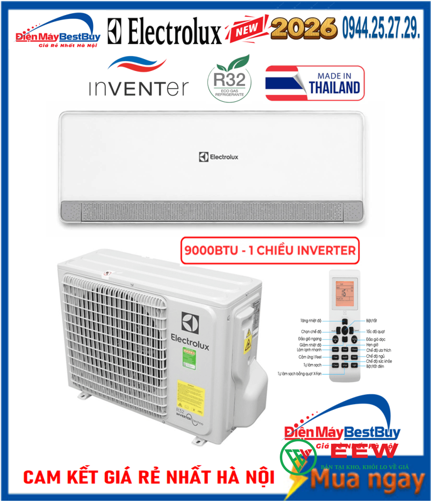 Điều Hoà Electrolux 9000BTU 1 Chiều Inverter ESV09C6CF Điều Hoà Electrolux 9000BTU 1 Chiều Inverter ESV09C6CF